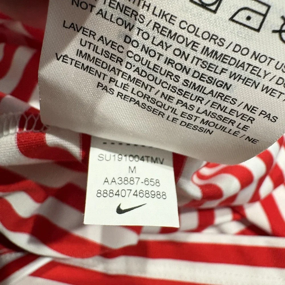 Nike Golf Dri-FIT Polo Shirt Youth Medium Red White Striped Golf AA3887-658